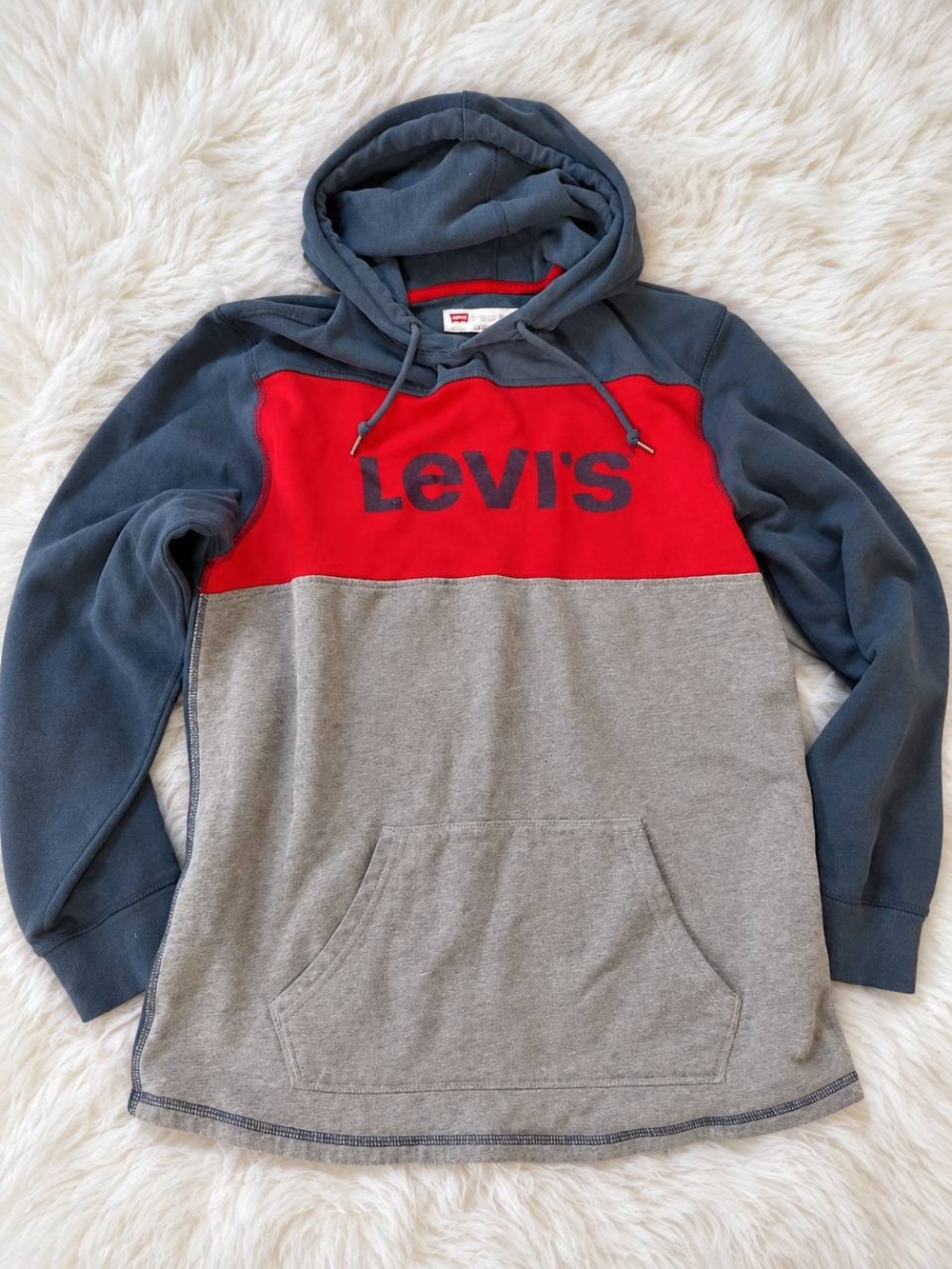 Levi's Men's Colorblock Crewneck Hoodie - Red/Grey/Blue